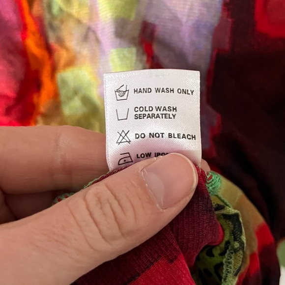 Vintage Top Women's Large Paris Hues High Low Dopamine Artsy Boho Semi-Sheer - Picture 8 of 9